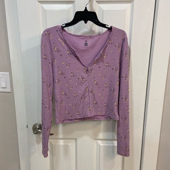 Me To We Purple Floral Zip Up Long Sleeve - Picture 6 of 8